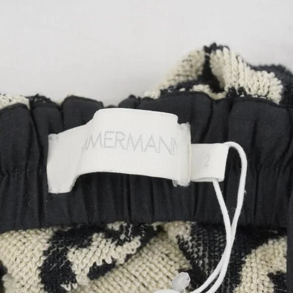 Zimmermann Rhiannon Cotton Terry Mini Dress in Black/Cream Size US 8 (NWT) - Picture 7 of 12